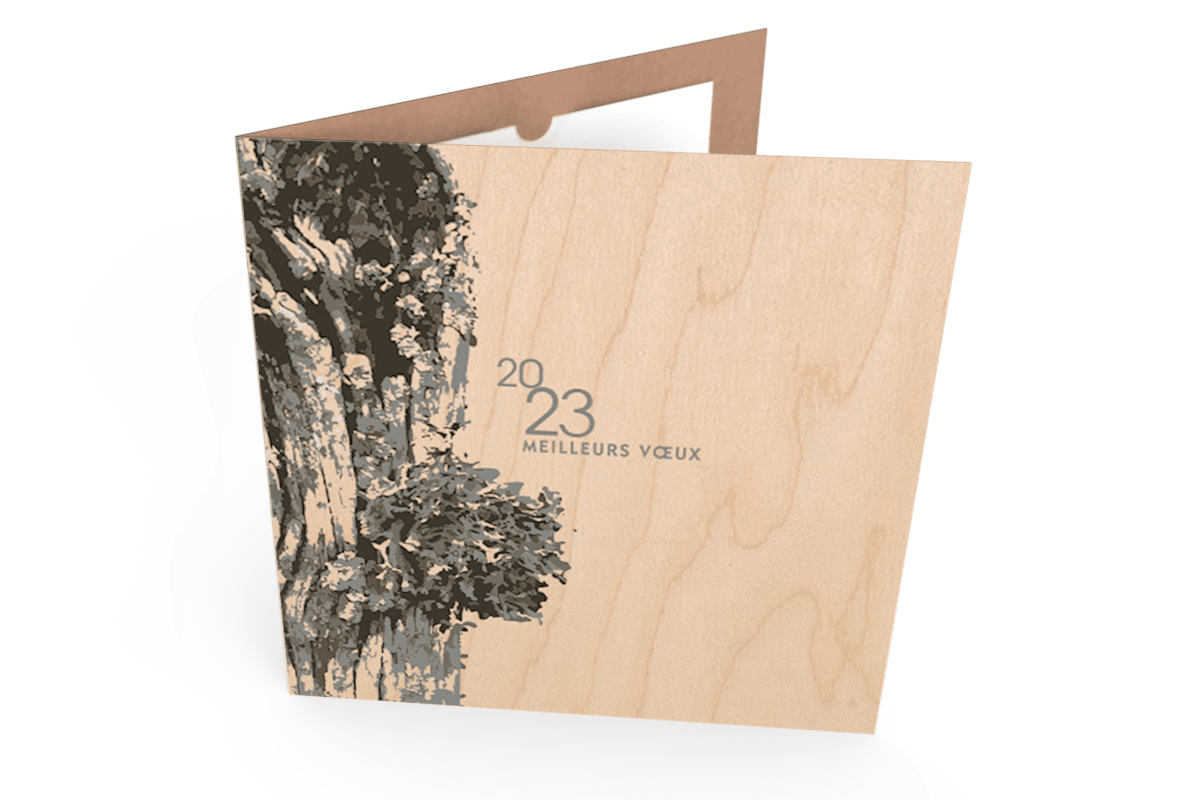 carte de vœux en bois érable