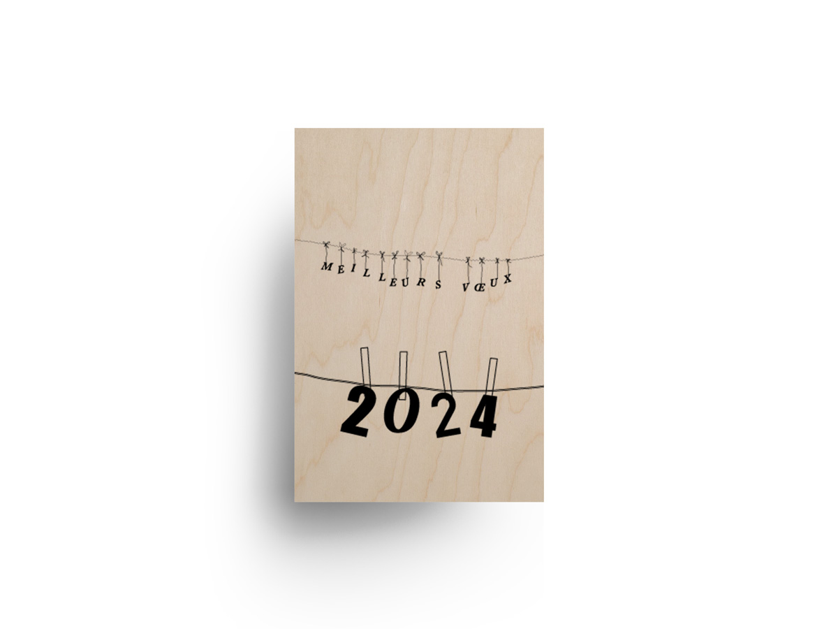 carte voeux bois 2024 - epingle - erable