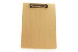 Porte-bloc En Bois Chêne Foncé 34x24x0,4 Cm - Avec Clip Métal, Pour Menus A4, Dépliants, Décoration Bureau Ou Restaurant